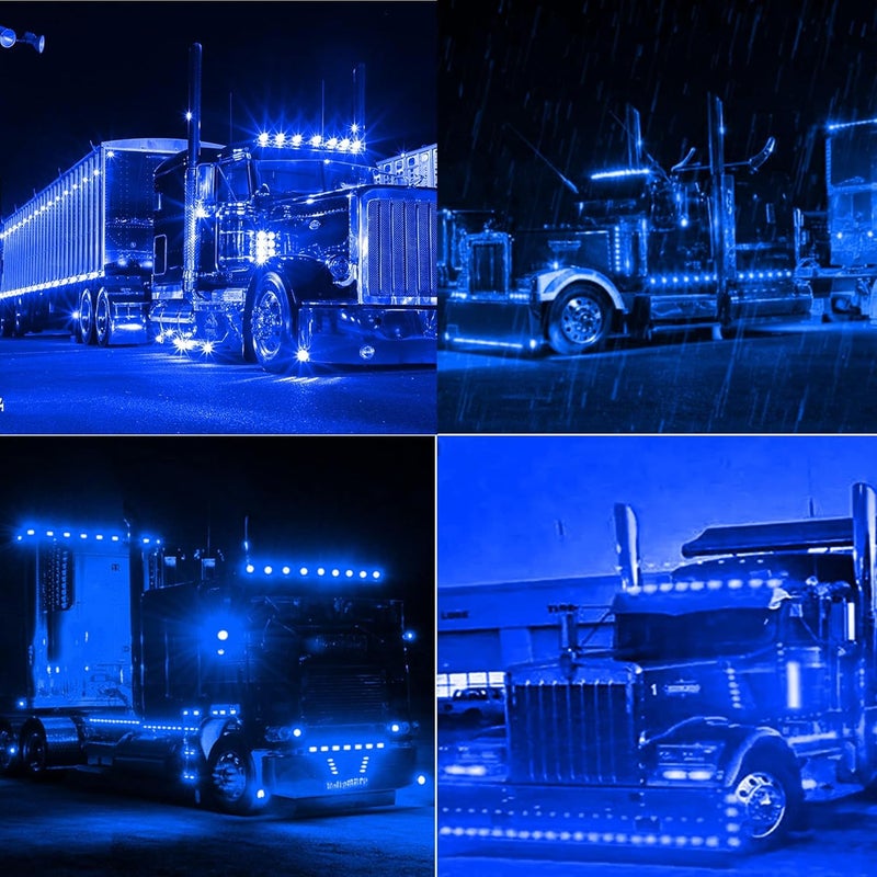 ALFU 10 Pack Blue DC12-24V IP68 Waterproof LED Trailer Lights Kit Front Rear LED Side Marker Clearance Indicators Light for RV Camper Truck Van Caravan Boat - Image 2